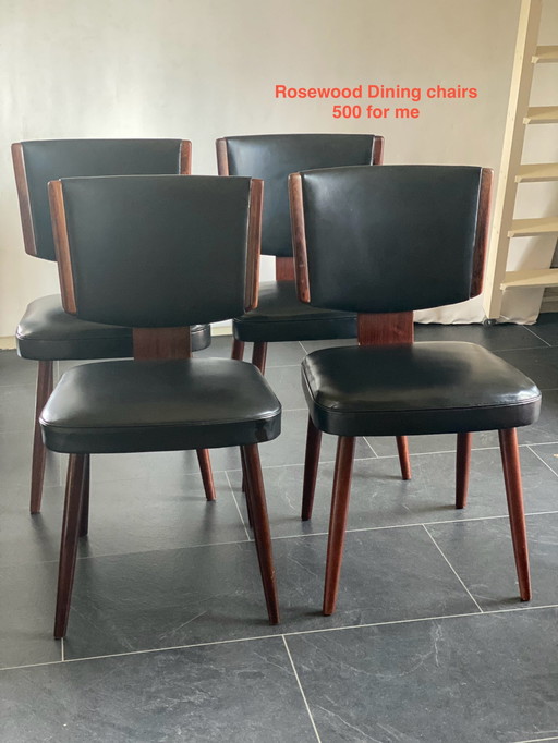 4 X chaises de salle à manger hollandaises en bois de rose