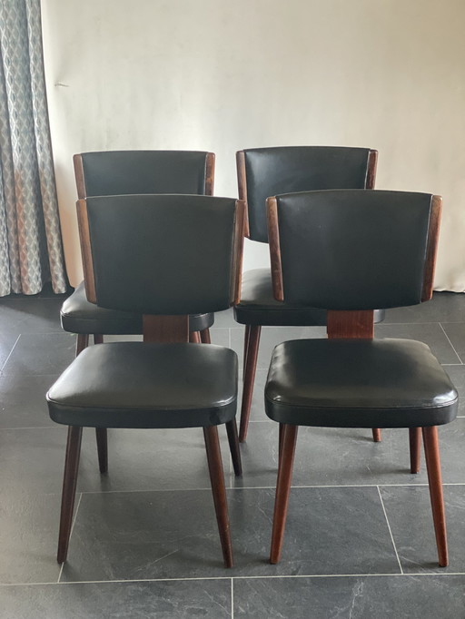 4 X chaises de salle à manger hollandaises en bois de rose