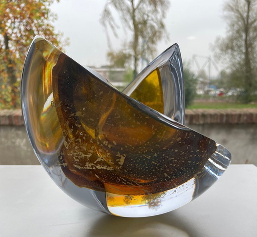 Objet unique en verre "Feuilles d'automne" de Peter Kuchta