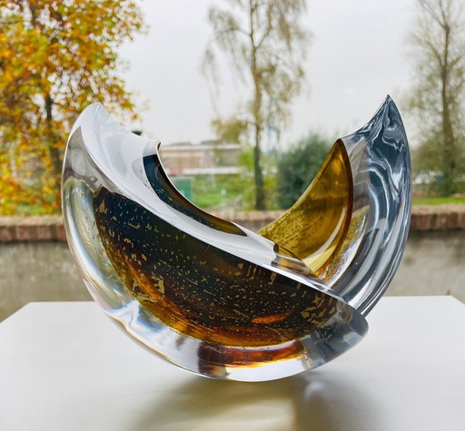 Objet unique en verre "Feuilles d'automne" de Peter Kuchta