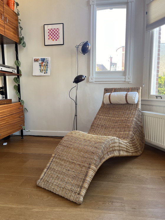 Image 1 of Chaise longue vintage en rotin Karl Malmvall Karlskrona Ikea
