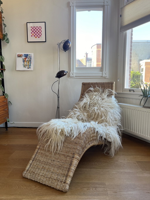 Chaise longue vintage en rotin Karl Malmvall Karlskrona Ikea