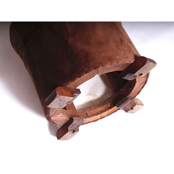 Image 1 of Paire de fauteuils vintage en bois et tissu, Tchécoslovaquie 1920