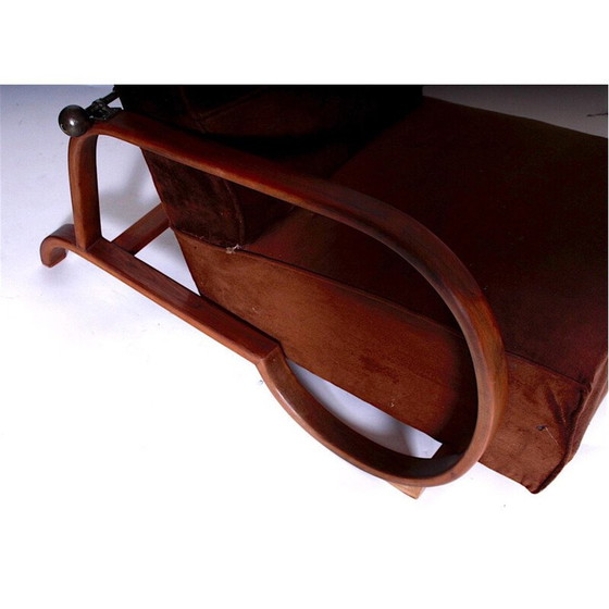 Image 1 of Paire de fauteuils vintage en bois et tissu, Tchécoslovaquie 1920