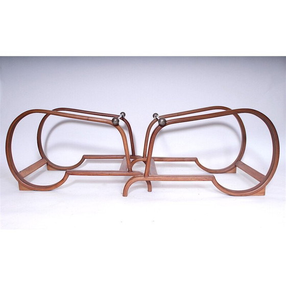 Image 1 of Paire de fauteuils vintage en bois et tissu, Tchécoslovaquie 1920