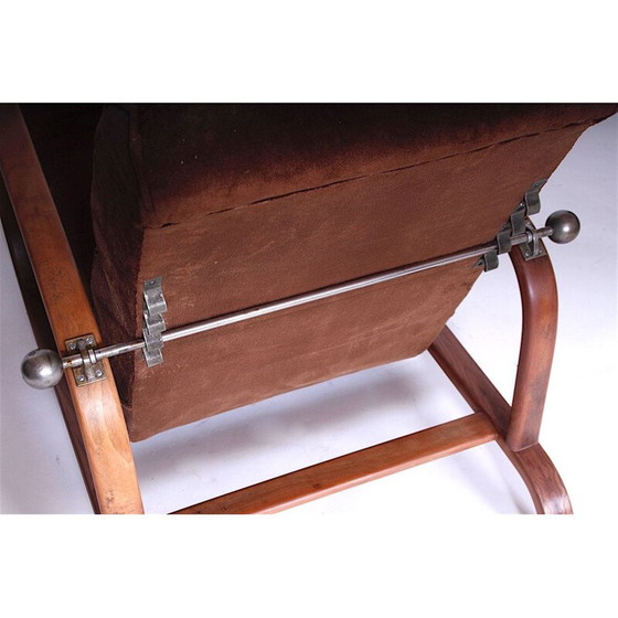 Image 1 of Paire de fauteuils vintage en bois et tissu, Tchécoslovaquie 1920