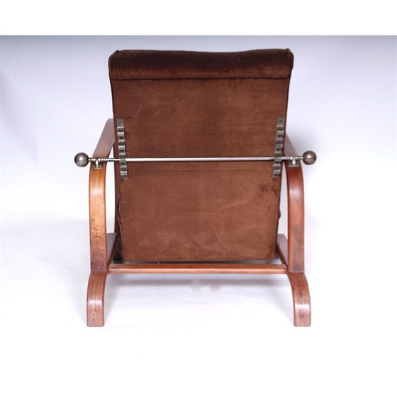 Image 1 of Paire de fauteuils vintage en bois et tissu, Tchécoslovaquie 1920