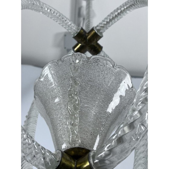 Image 1 of Lampe suspendue vintage en verre de Murano Art Deco par Ercole Barovier, Italie années 1930