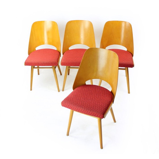 Image 1 of Ensemble de 4 chaises de salle à manger vintage en hêtre par Oswald Haerdtl pour Thonet, 1960