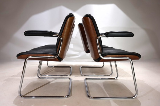 Image 1 of Martin Stoll Set Of 4 Leather Dining/Conference Chairs By Prof. Karl Dittert