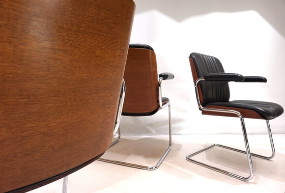 Image 1 of Martin Stoll Set Of 4 Leather Dining/Conference Chairs By Prof. Karl Dittert