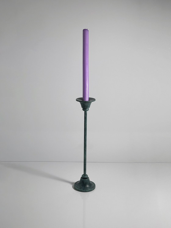 Image 1 of Vintage Postmoderne Chandelier Métal Turquoise Vert Patine 1980 1990 Chandelier 80Er 90Er Ferronnerie d'art