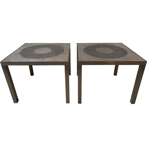 Marc D Haennens table paire vintage en aluminium, 1970