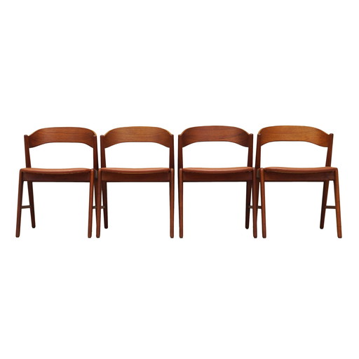 Ensemble de quatre chaises en teck, Design danois, 1970S, Manufacture : Korup Stolefabrik