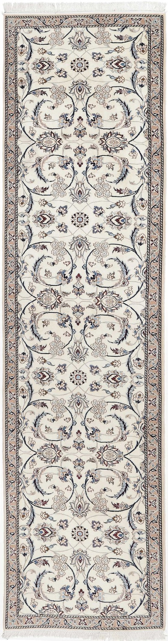 Image 1 of Tapis persan original noué à la main Naïn 9 La fine avec soie 394 X 98 cm Top condition Nouveau