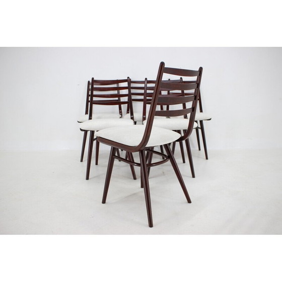 Image 1 of Ensemble de 6 chaises "Boomerang" vintage en bois de hêtre, Tchécoslovaquie 1970