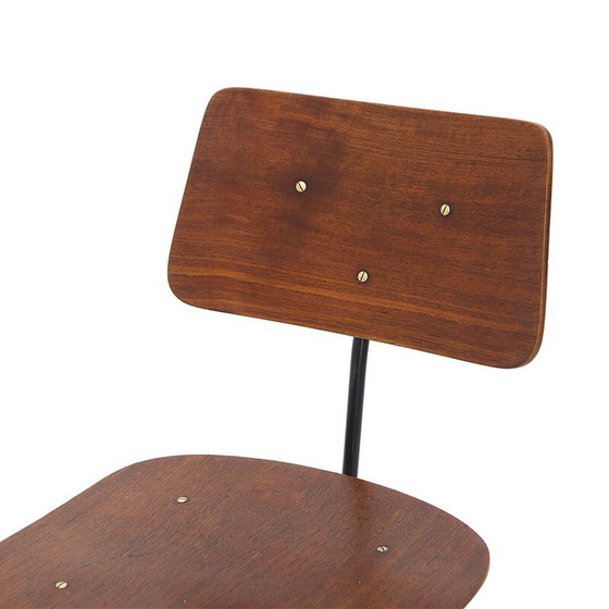 Image 1 of Ensemble de 4 chaises vintage en contreplaqué incurvé et en teck, années 1950