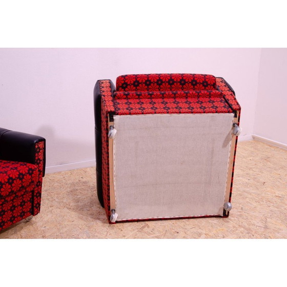 Image 1 of Paire de fauteuils vintage en faux cuir et tissu, Tchécoslovaquie 1970