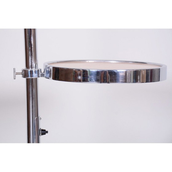 Image 1 of Lampadaire vintage en bois de chêne et acier chromé, tchèque 1930