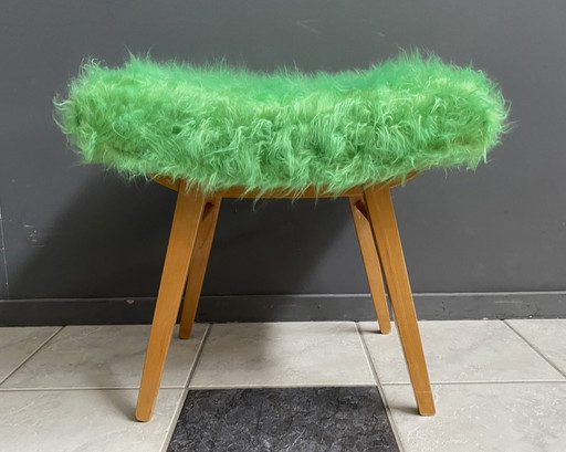 Tabouret de pied en duvet vert 1960S