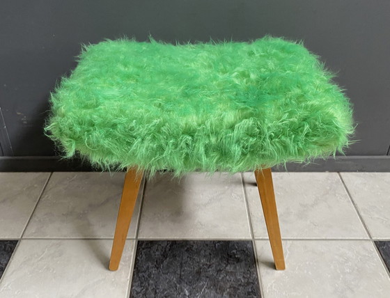Image 1 of Tabouret de pied en duvet vert 1960S