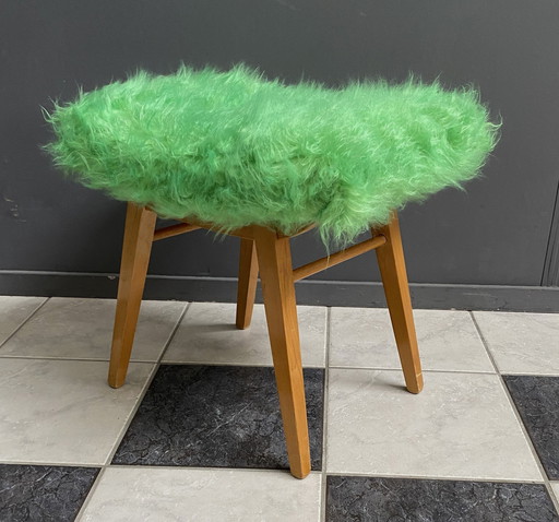 Tabouret de pied en duvet vert 1960S