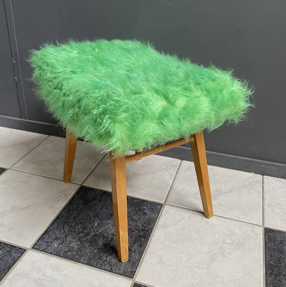 Image 1 of Tabouret de pied en duvet vert 1960S