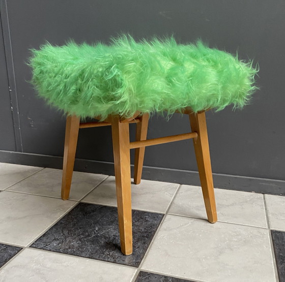 Image 1 of Tabouret de pied en duvet vert 1960S
