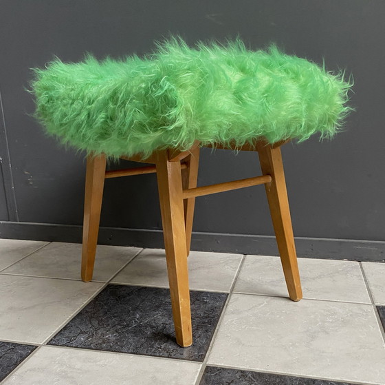 Image 1 of Tabouret de pied en duvet vert 1960S