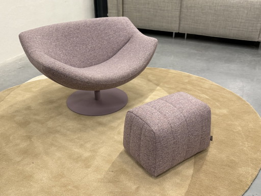 Label Vandenberg Fauteuil Gigi avec pouf Tissu violet