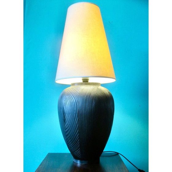 Image 1 of Lampe vintage en bois noirci, France 1980