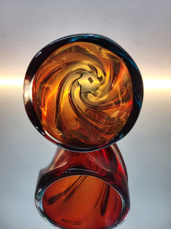 Image 1 of Vase torsadé en verre multicolore de Murano, technique Somserso, Italie, années 1970
