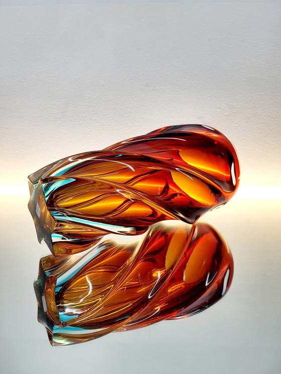 Image 1 of Vase torsadé en verre multicolore de Murano, technique Somserso, Italie, années 1970