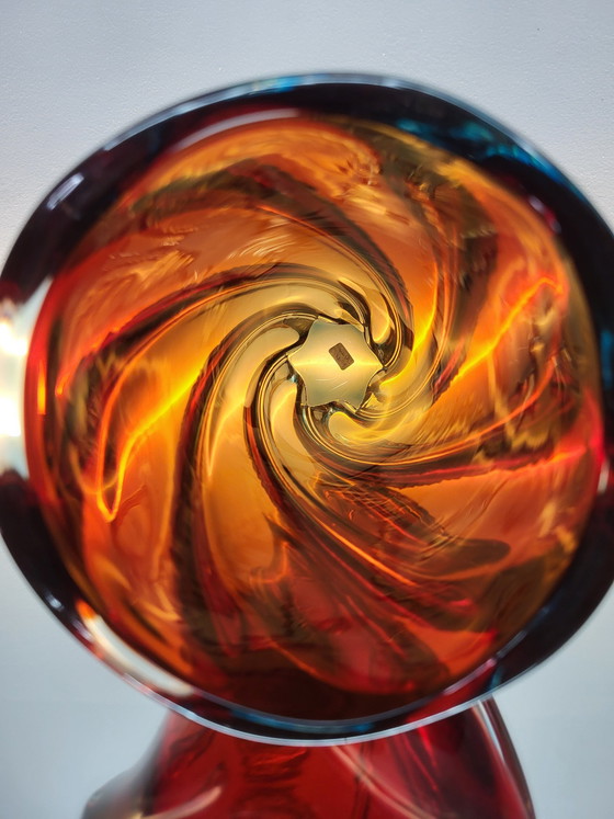 Image 1 of Vase torsadé en verre multicolore de Murano, technique Somserso, Italie, années 1970