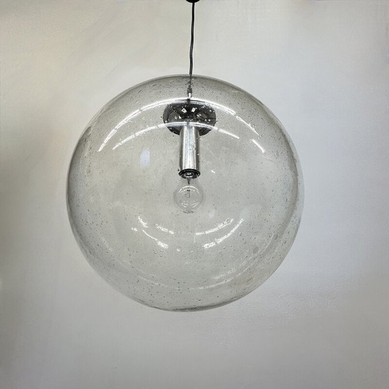Image 1 of Lampe suspendue vintage en verre et métal pour Limburg Glashütte, Allemagne 1970