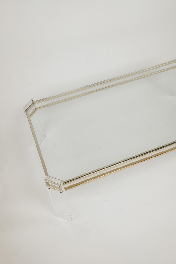Image 1 of Table basse vintage en laiton et verre