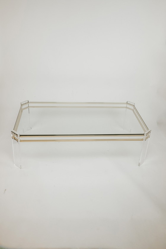 Image 1 of Table basse vintage en laiton et verre