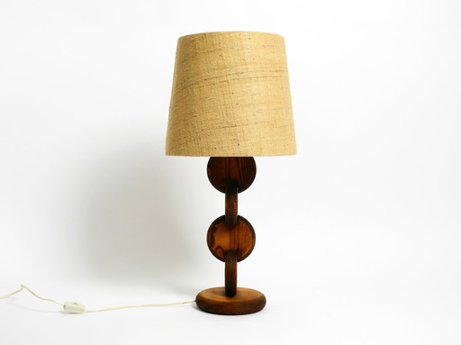 Grande Rare Belle Lampe de Table de Temde en Bois de Pin des années 1960