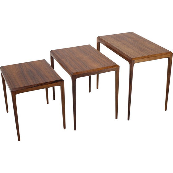 Image 1 of Tables gigognes vintage en bois de rose par Johannes Andersen pour Cfc Christensen of Silkeborg, Danemark années 1960