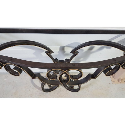 Console vintage en fer forgé et marbre, 1950