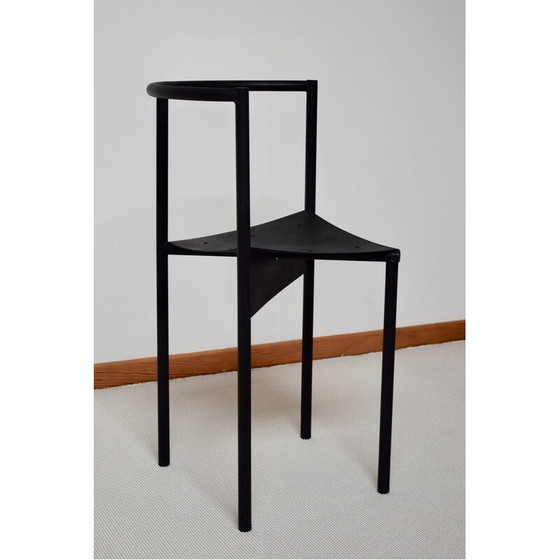 Image 1 of Paire de chaises vintage Wendy Wright en métal laqué noir mat par Philippe Starck pour Disform, 1986