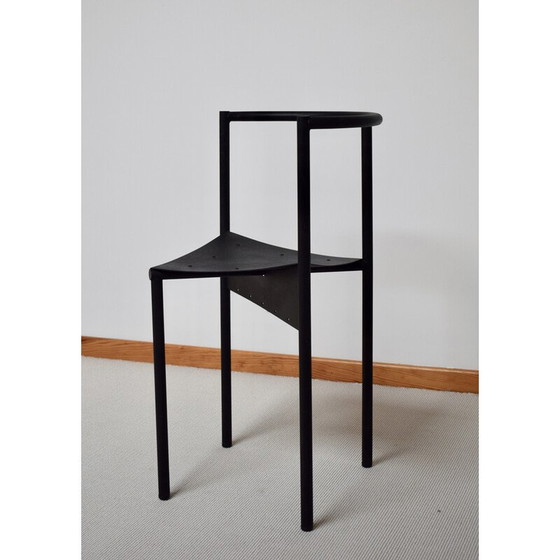 Image 1 of Paire de chaises vintage Wendy Wright en métal laqué noir mat par Philippe Starck pour Disform, 1986