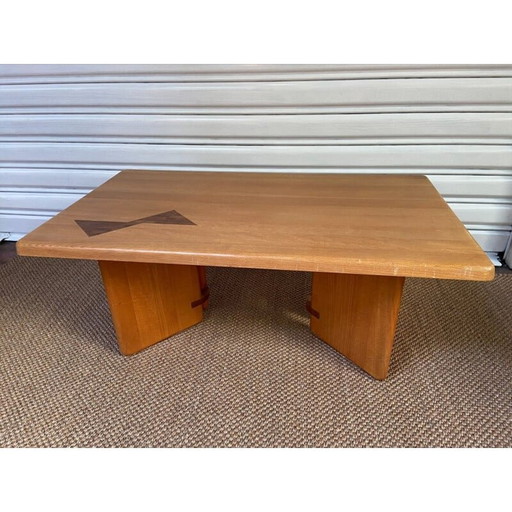Table basse vintage en orme par Regain, 1978
