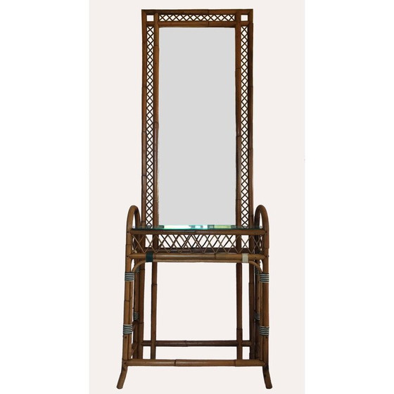 Image 1 of Console d'entrée vintage en rotin Carlo Giudici Italie années 1920