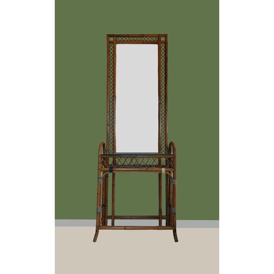 Image 1 of Console d'entrée vintage en rotin Carlo Giudici Italie années 1920