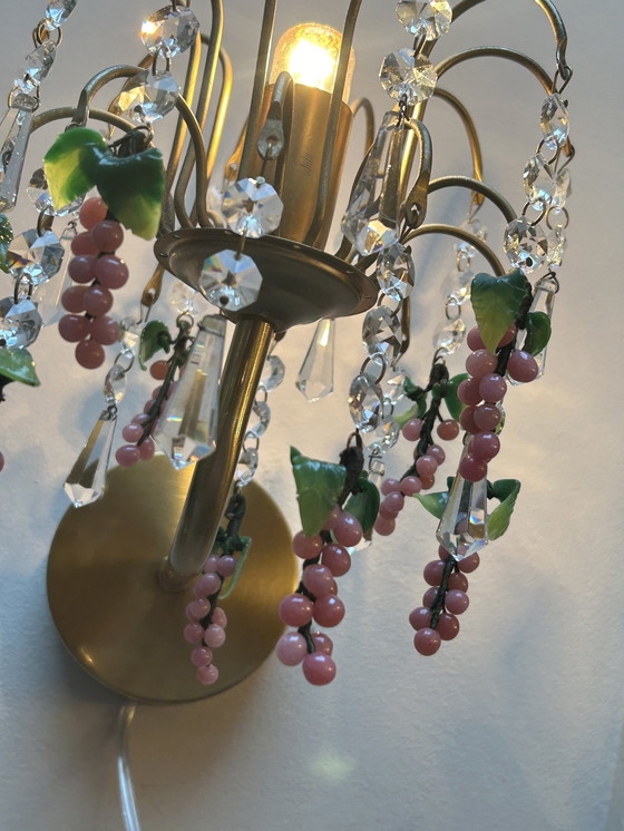 Image 1 of Ensemble de 2 appliques vintage italiennes en raisin rose