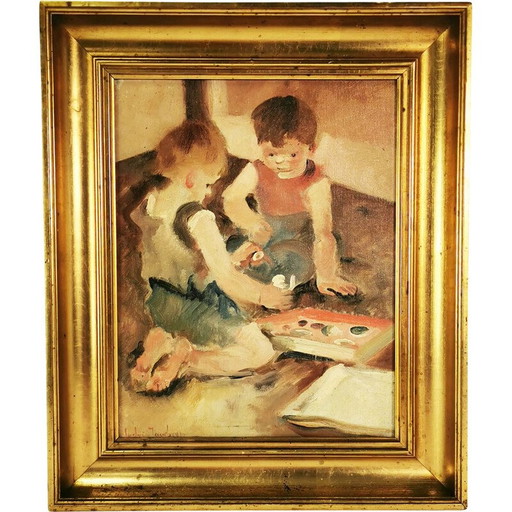 Peinture à l'huile vintage de Carl Gustav Ludvig Jacobsen, Danemark