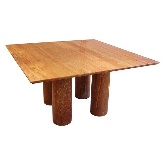 Image 1 of Table vintage Il collonato en travertin rouge par Mario Bellini