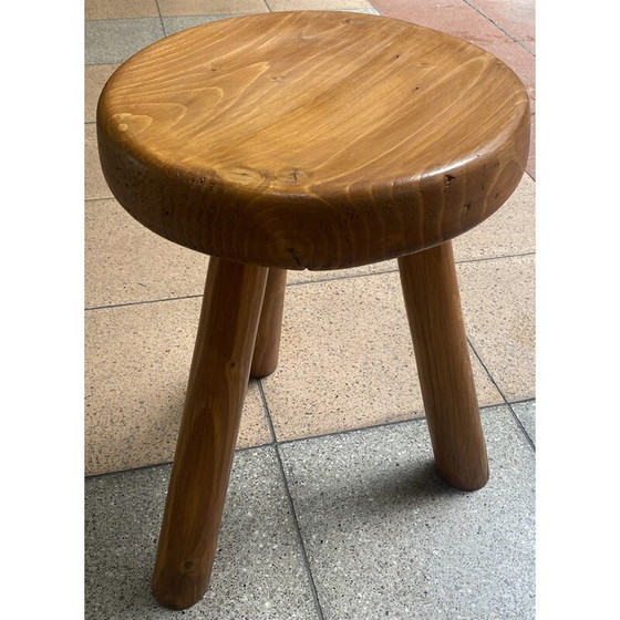 Image 1 of Tabouret vintage en pin de Charlotte Perriand, 1966