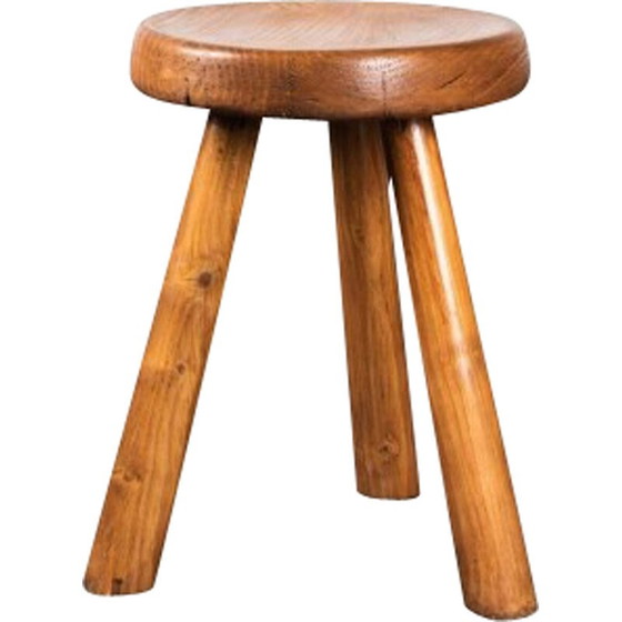 Image 1 of Tabouret vintage en pin de Charlotte Perriand, 1966